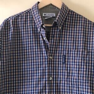 Columbia Shirt Button Down Plaid Blue Size M